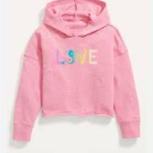 GUC LOVE Old Navy Hoodie Girls small 6-7 Crop Pink Pullover
